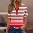 thumbnail image 1 of Fiudx Camisas de Mujer Camiseta Casual de Moda para Mujer Blusas Estampadas a Rayas Degradadas Top con Botones y Cuello En V, 1 of 5