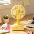 thumbnail image 6 of Partheme Cartoons Fruit Printed Base 3 Speed Desktop Fan with Metal Safety Grille, USB Rechargeable Small Desk Fan for Office Dorm, Macaron Color 300mAh, Yellow, 6 of 6