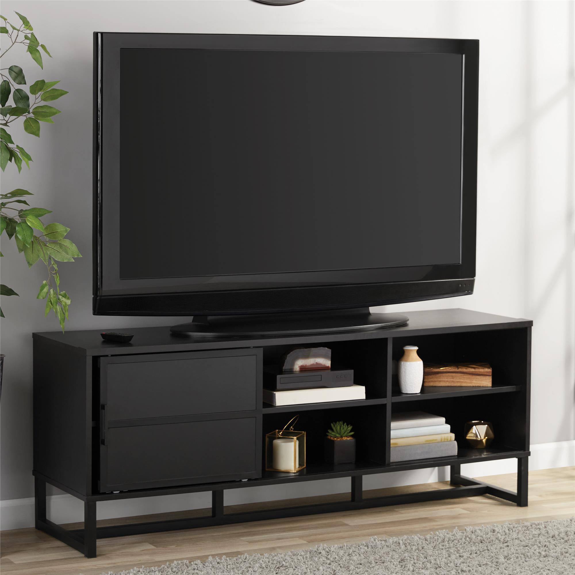 Mainstays 60 Inch Tv Console With, Flat Screen Tv Cabinet With Sliding Doors