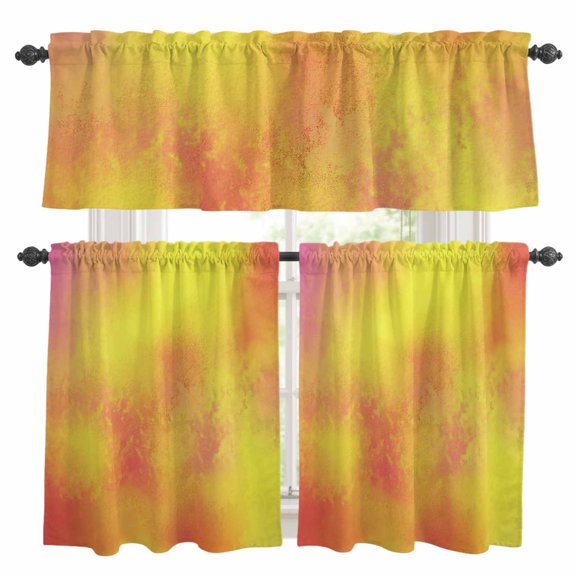 Lemon Yellow White Gradient No Hook Shower Curtain and Liner Set Simple Pattern Shower Curtains with Snap-in Liner & See Through Top Window Hotel Style for Bathroom Decor 60x72 Inch