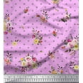thumbnail image 1 of Soimoi Pink Poly Georgette Fabric Leaves,Small Circle & Floral Fabric Prints by Yard 52 Inch Wide, 1 of 1