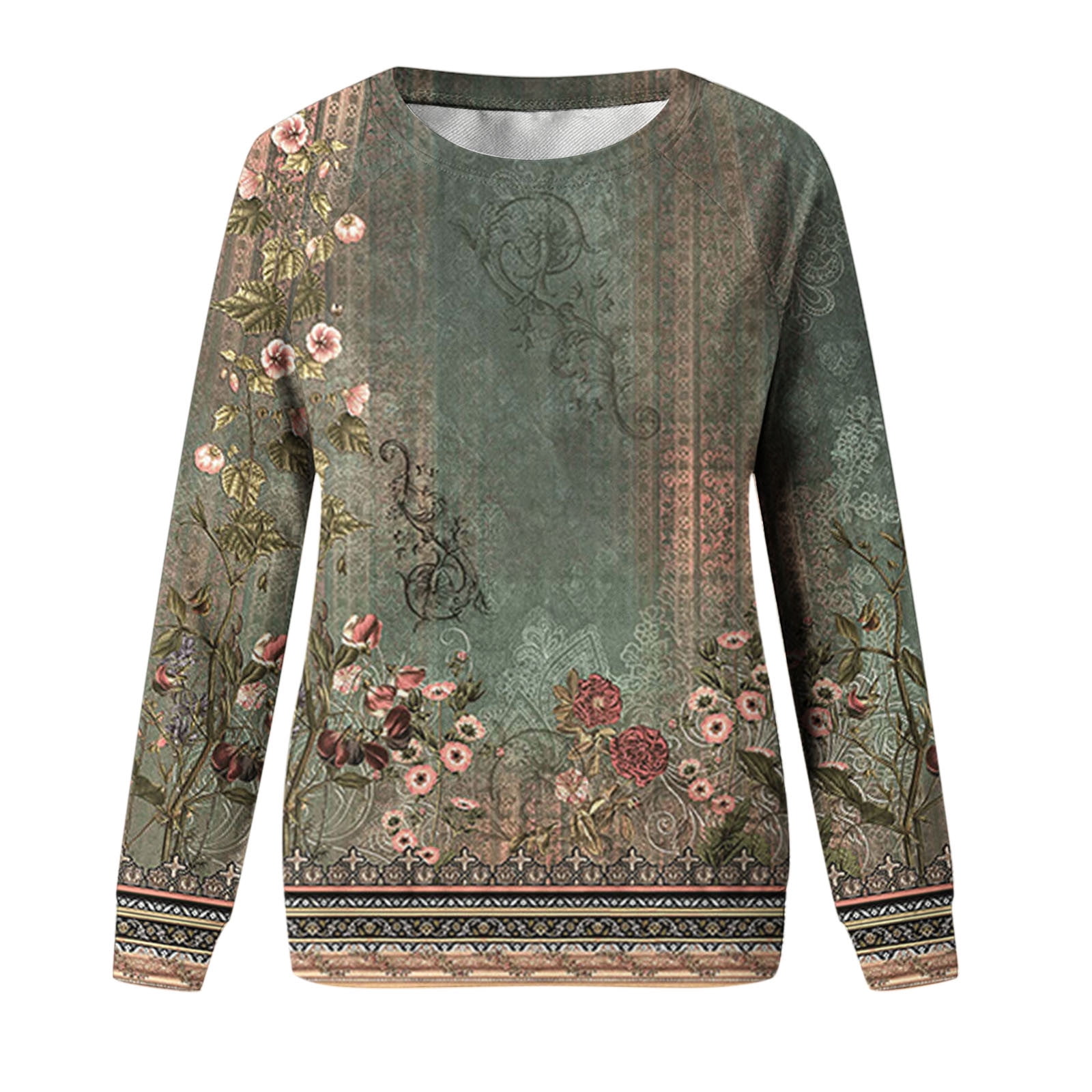 Pull Ample à Manches Longues Pour Femme - Imprimé Floral - Pour L
