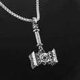 thumbnail image 2 of GKNET Mens Viking Mjolnir Thor's Hammer Pendant Necklace Punk Biker Delicate Jewelry Chain 24", 2 of 6
