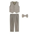 thumbnail image 7 of YUSIM Boys Dress Suit Sets 3 Piece- Bow Tie+Button Vest+Formal Pants Kids Outfit Sets Khaki Size 8, 7 of 7