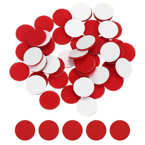 50 Pcs Adhesive Felt Circles, 1/2" Round Non-Woven Felt Pads Stickers, Red