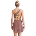 thumbnail image 2 of RUNQHUI Robe Dos Nu Asymétrique Sans Manches à Bretelles Découpées Rose Poussiéreux TG, 2 of 7