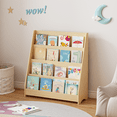 thumbnail image 6 of 4 Tier Montessori Bookshelf, Kids Open Wooden Bookshelf, Toddler Sling Bookcase, Triangular Structure, Rounded Corner Design, Children Front Facing Book Shelf for Nursery, Playroom, and Classroom, 6 of 9
