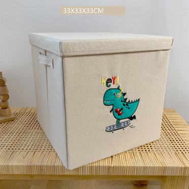 JUNWELL Adorable Foldable Dinosaur Pattern Storage Box With Lid: Organize Clothes, Toys, and Sundries with Playful Style!(33x33x33)