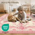thumbnail image 4 of ODIKA 2'x3' Washable Throw Rug Non-Slip, Low Profile, Flatwoven, Easy Care Vintage Damask Scrolling Medallion Ornate Floral Framed Border for Hallway, Study Room, 4 of 7