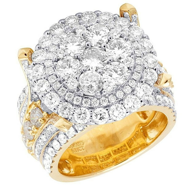 Jewelry Unlimited Men's Real 10K Yellow Gold Genuine Diamond Cluster