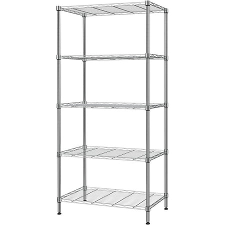 COOKCOK Wire Shelving Unit, 5-Tier Storage Shelf, 29.1"x 13.4"x 59.1" Metal Shelves, NSF Height Adjustable Heavy Duty Rack for Home Kitchen Bathroom Garage, 551lbs Capacity, Silver