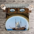 thumbnail image 3 of Ambesonne Marine Quilted Bedspread Set 3 Pcs, Ship Window with Cruise, King Size, Multicolor, 3 of 3