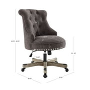 Linon Sinclair Upholstered Swivel Office Chair with Wheels in Charcoal Gray