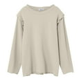 thumbnail image 4 of JUMESG Girls Long Sleeve Shirts Casual Ruffle Trim Crewneck Blouse Tops (Beige,12-18 Months), 4 of 4