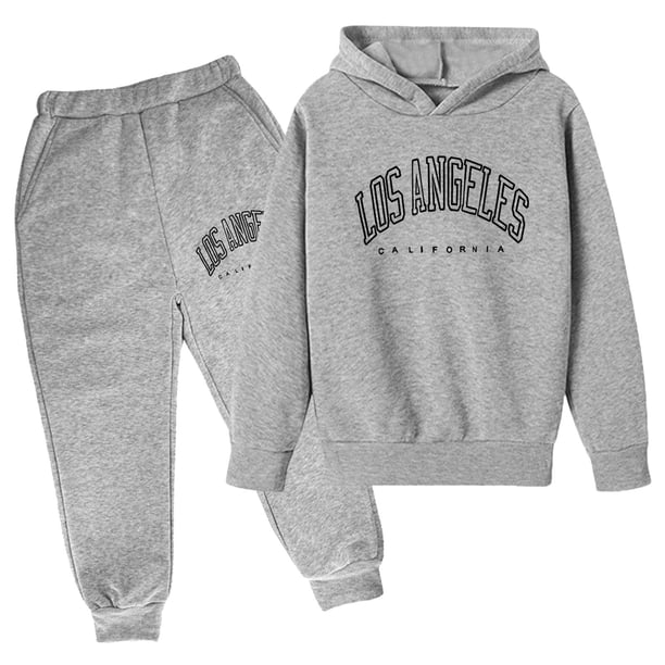 Gibobby Conjunto niña Niños Niños Casual Manga Larga Sudadera Chándal Jogger Pantalones De Chándal Unisex 2 PC Conjunto De Chándal(Gris,100)