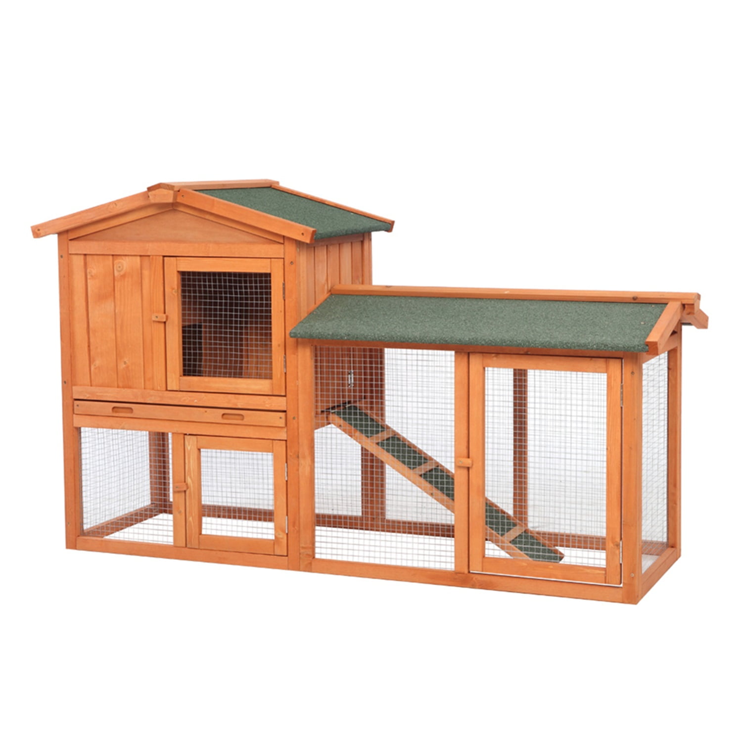 Pefilos 61" Wooden Rabbit Hutch for Outdoor Pet House Bunny Cages Poultry Cage Habitat, Orange Pefilos 61" Wooden Rabbit Hutch for Outdoor Pet House Bunny Cages Poultry Cage Habitat, Orange