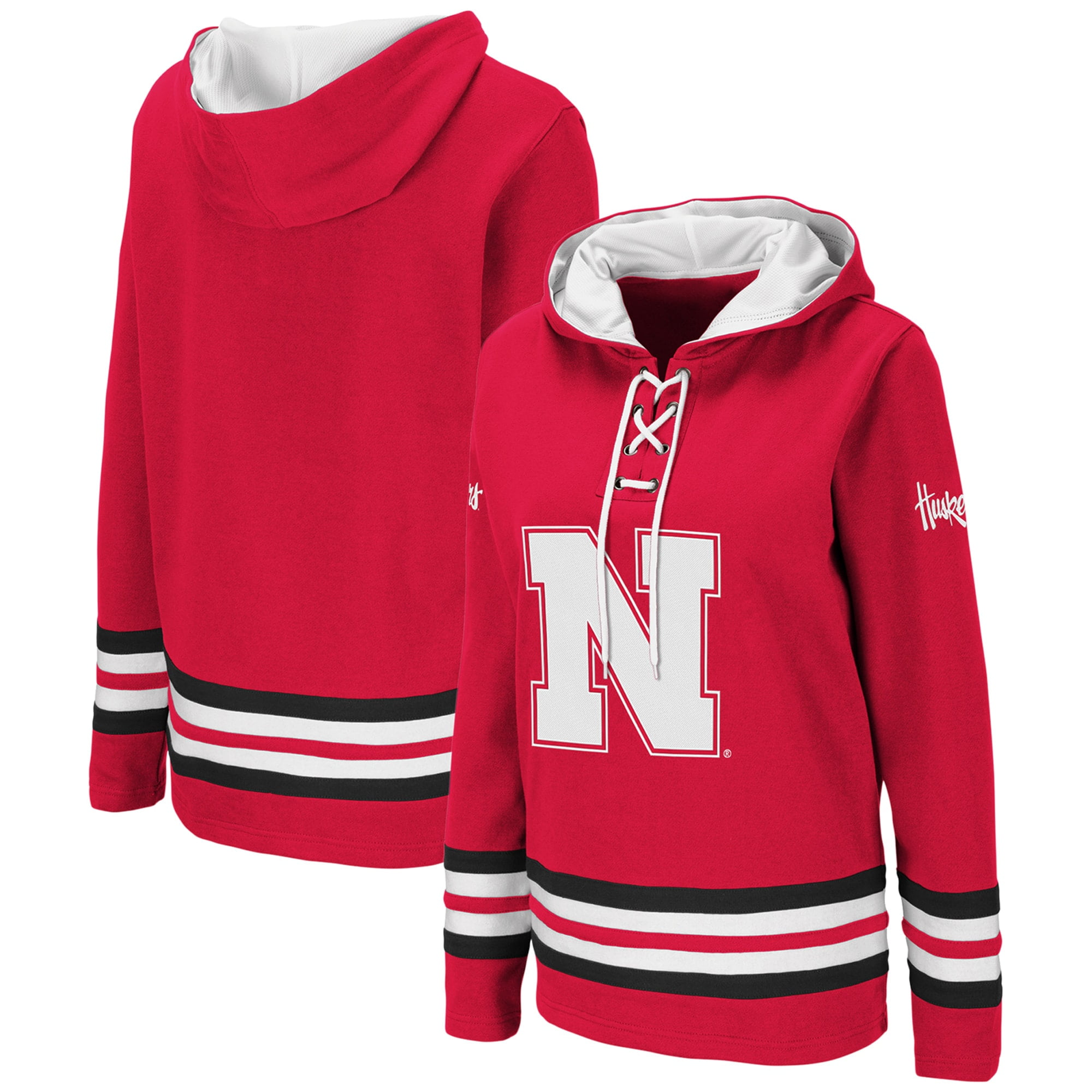 Colosseum Athletics - Nebraska Cornhuskers Colosseum Women's Striped Lace-Up Pullover Hoodie