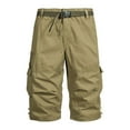 thumbnail image 1 of Men's Summer Cropped Pants with Solid Color Multiple Pockets Workwear Straps Fashionable Shorts, 1 of 4