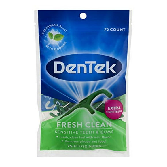DenTek Fresh Clean Floss Picks | Silky Comfort Floss to Remove Plaque & Food | 75 Picks