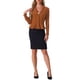 thumbnail image 2 of Blazer corto de trabajo INSPIRE CHIC para mujer con cuello de solapa, manga larga, volantes, chaqueta casual de oficina M Camel, 2 of 6