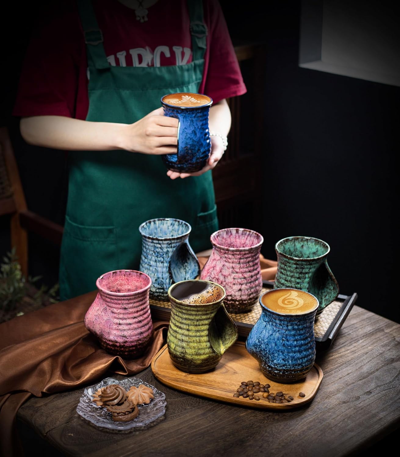 ABPETE 18oz Ceramic Hand Warmer Mug, Novelty Hand Warmer Coffee Mug, Tea Mug, Keep Your Hands Warm, Comfy Handwarmer, Microwave And Dishwasher Safe (Blue)