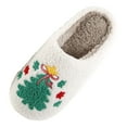 thumbnail image 5 of Christmas Fuzzy Slippers for Women Men Funny Print Matching House Shoes Furry Lined Winter Warm Anti-Slip Bedroom Slides Gray 7.5, 5 of 5