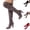 Gray, variant on Knee High Boots Women Fall Winter Faux Suede Wide Calf Wedge Thigh High Boots Stretch Trendy Tall Above the Knee Chunky Heels (Black)