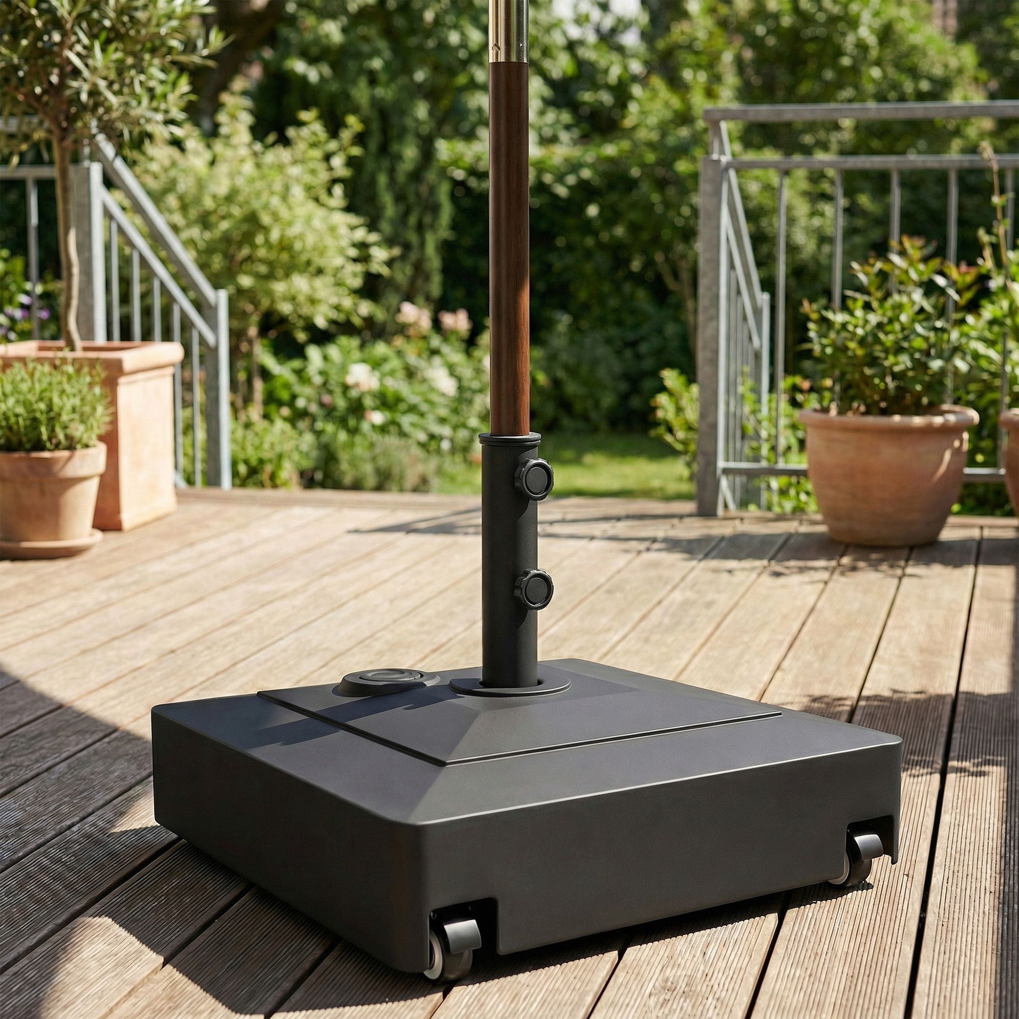 Patio Umbrella Base with Wheels, 134 lbs Stand/88 lbs Water Filled Outdoor Umbrella Stand for 1.38/1.5/1.89" Pole, Black