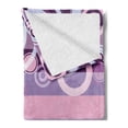 thumbnail image 2 of Geometric Soft Flannel Fleece Throw Blanket, Circles Rounds Bold Borders in Middle 70s 80s Vintage Design, Cozy Plush for Indoor and Outdoor Use, 50" x 70", Hot Pink Magenta, by Ambesonne, 2 of 5