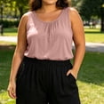 thumbnail image 3 of Lmnyox Women's Plus Size Tank Tops Basic Loose Scoop Neck Sleeveless Summer Tops Lightweight Solid Casual Shirts, 3 of 6