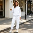 thumbnail image 6 of Stralyhd Sweatsuits Women 2 Piece Outfit Fleece Baggy Hooded Sweatshirt and Joggers Sweat Sets Casual Fall Fashion Matching Sweatsuits White M, 6 of 6