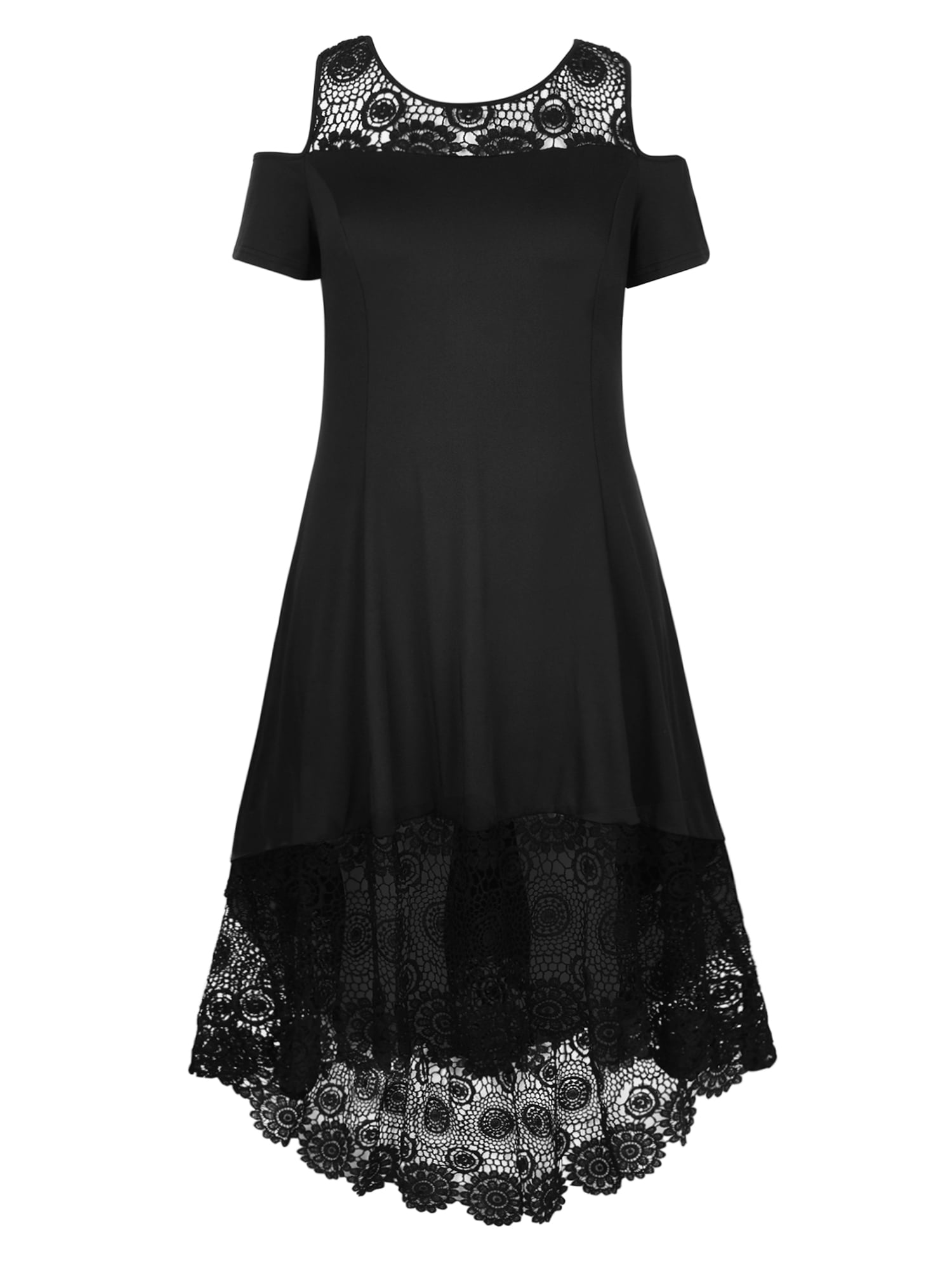 rosewe black dresses Vintage Rockabilly Black White Polka-dot plus size dress with sleeves US16 ( EU18) / black/white