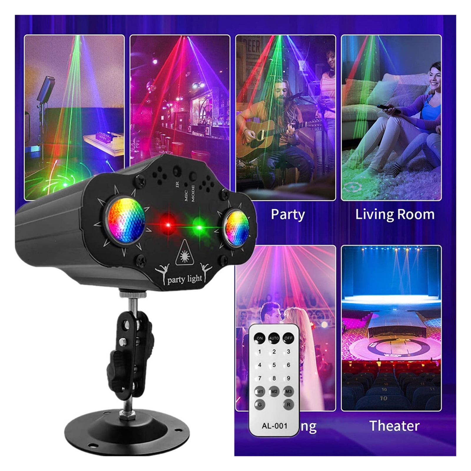 Stage DJ Party Projector Disco Voice Controlled Red Green Blue Strobe Lights Club Family Holiday Christmas Lights