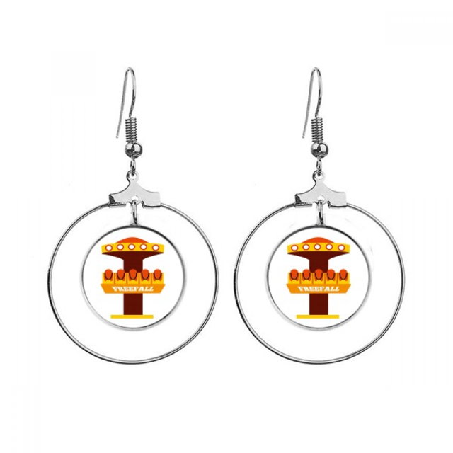 Boucles d'Oreilles Illustration Colorée Parc d'Attractions Automne Libre Cercle Pendant Bijoux
