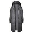 thumbnail image 4 of Usmixi Winter Sweatshirt Coat for Women Long Coat for Women Open Front Zipper Plus Size Hooded Sweater Outerwear Casual Solid Long Sleeve Fleece Overcoat Sweatshirt Coat, 4 of 7