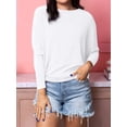 thumbnail image 5 of Women'S Long Sleeve Round Neck Soft Basic Batwing Sleeve Knitted Loose Pullover Autumn Fashion Clothing White XL, 5 of 7