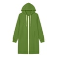 thumbnail image 4 of Swanpen Women's Solid Color Zip Up Long Hoodie Jacket Loose Mid Length Fleece Coat with Side Pockets, 4 of 5
