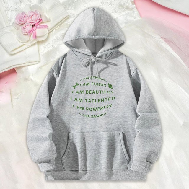 Sudaderas con capucha para mujer, corte holgado, con bolsillos, hombros caídos, estampado de letras, Tops, sudadera con cuello redondo para salir de , xxl