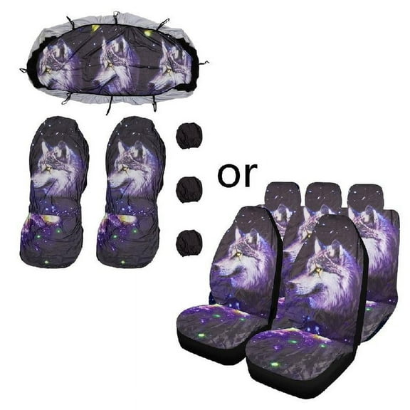 Full Set of Car for Seat Cover Wolf Print Car Protective Cover Cool Style 1 PC o