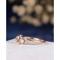 thumbnail image 4 of 0.50 Carat Moissanite Cluster Ring Twig Engagement Ring Floral Unique Wedding Band Snowflake Design in Silver with 18k Rose Gold Plating, 4 of 9