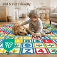 thumbnail image 4 of ODIKA 9'x12' Washable Area Rug Classroom Study Featuring Bold Characters Botanical Graphics Design for Dining Room, Basement, Large Office, Non-Slip Chair-Friendly, 4 of 7