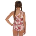 thumbnail image 2 of POLERO Girls' One-Piece Swimsuit with Mesh Cover-Up Skirt - Red Hibiscus Floral Print, Quick Dry & Adjustable Straps for Beach Vacation, Pool Days, 2 of 10