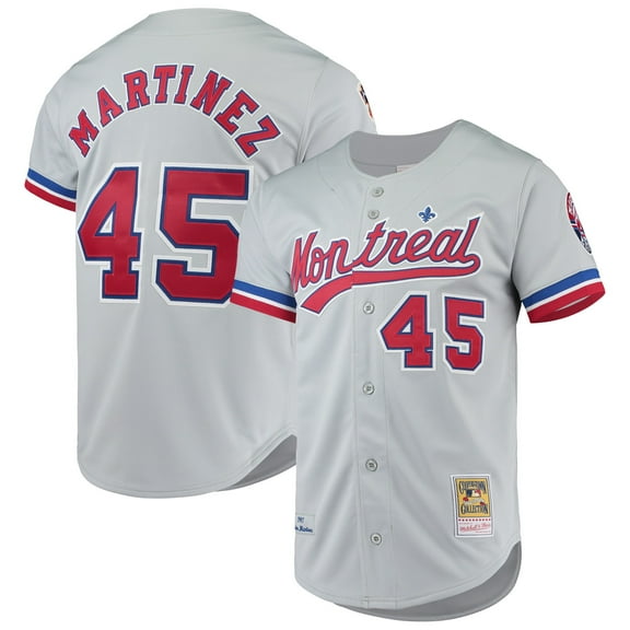 Men's Mitchell & Ness Pedro Martinez Gray Montreal Expos Cooperstown Collection Authentic Jersey