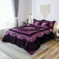 thumbnail image 6 of Midnight Bloom Floral Ruffle Faux Satin Comforter Set by Tache Home Fashion, 6 of 6
