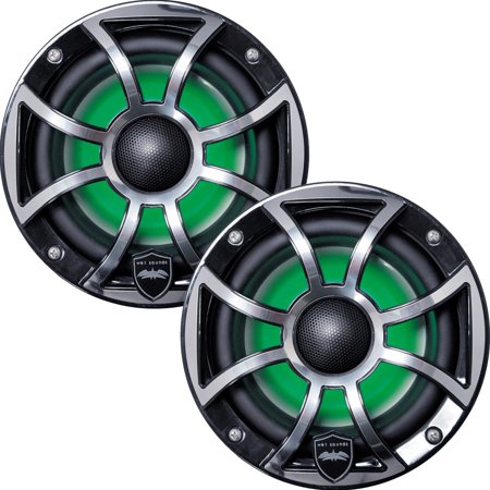 Wet Sounds Refurbished REVO 6-XSB-SS Black XS / Stainless Overlay Grill 6.5 Inch Marine LED Coaxial Speakers (pair)