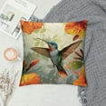 thumbnail image 2 of Creowell Hummingbird Flowers Water Droplets Square Pillow Cover Case for Cushions Sofa Bed Outdoor Decoration High-Quality All-Season Pillow Case 1PC 24x24in, 2 of 5