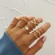 thumbnail image 1 of LATS-Conjunto de anillos geométricos huecos redondos de Color dorado Punk para mujeres y niñas, anillo de articulación abierta con giro cruzado a la moda, joyería femenina 2021 Tan Jianjun unisex, 1 of 2