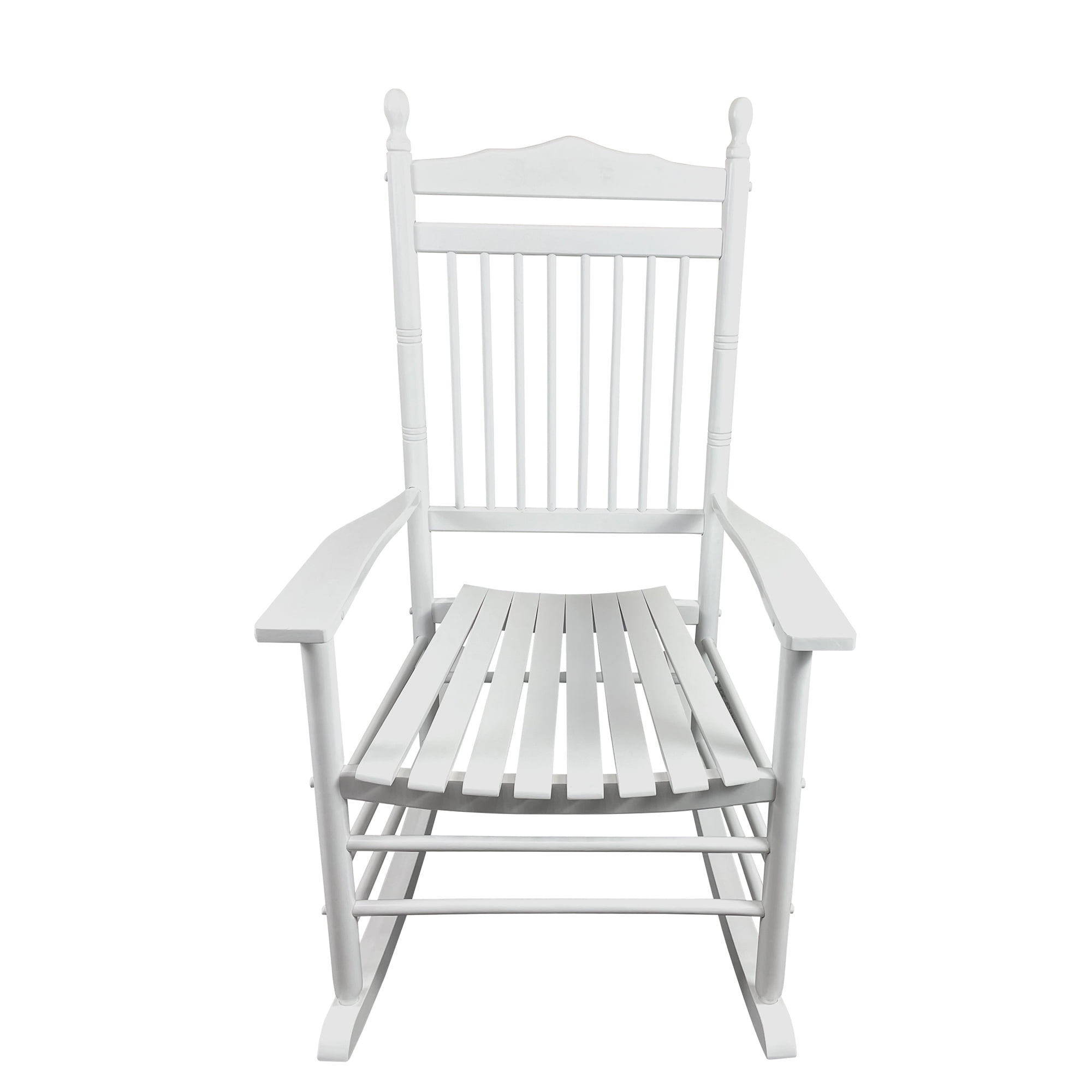 Adult Wooden Rocking Chair, Solid Hardwood Balcony Leisure Rocker for Patio Deck Garden, White