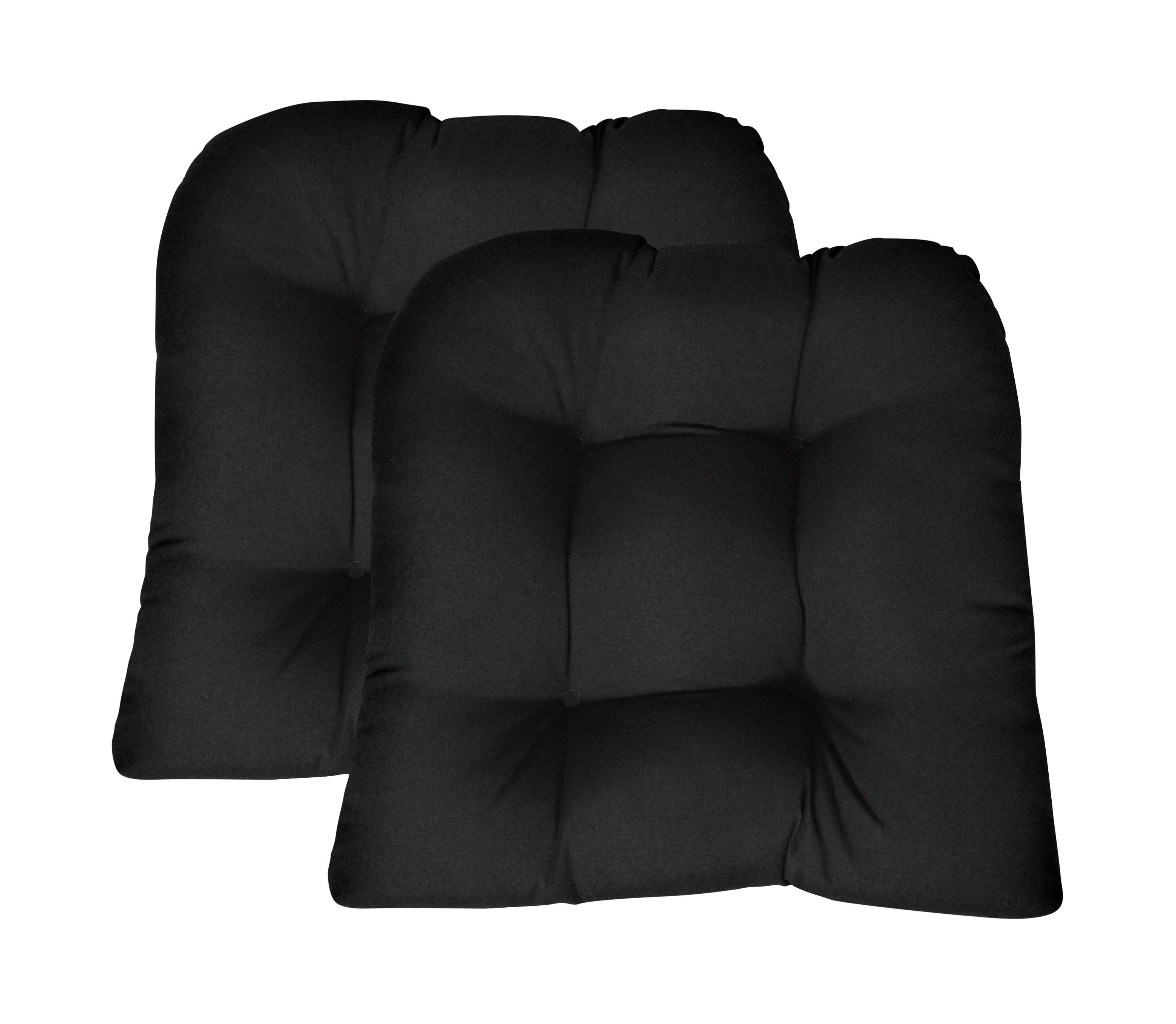 Sunbrella Canvas Black Large 2 Piece Wicker Chair Cushion Set - Indoor