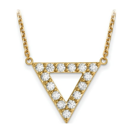 Diamond Triangle Necklace - 14k Yellow Gold A Quality Diamond 20mm Triangle Necklace